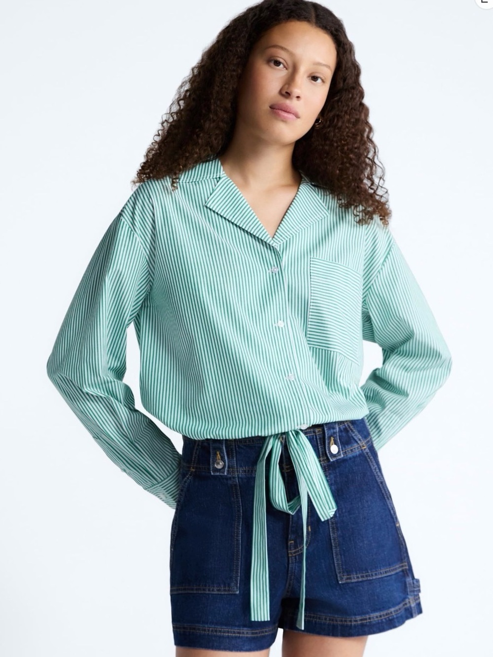 Free Assembly Women’s Cotton Poplin Tie Waist Shirt